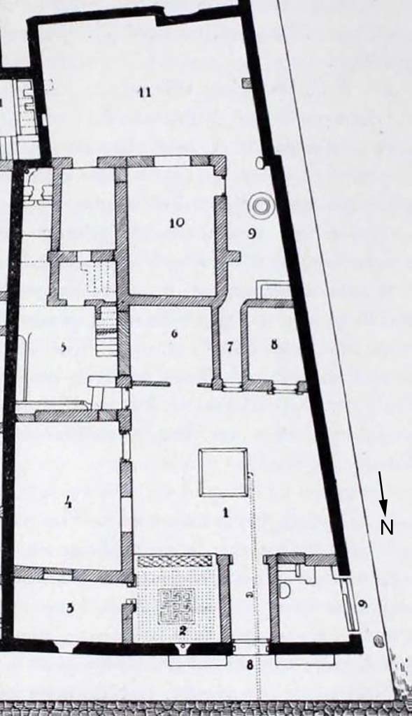 I.10.8 Pompeii. 1934 plan from NdS. I.10.8 Pompeii. 1934 plan from NdS.